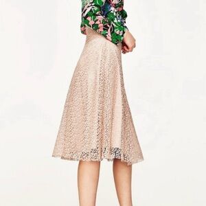 Zara lace midi skirt pink